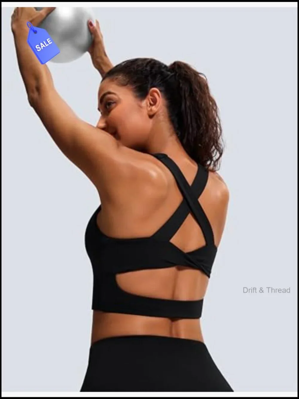 Medium Support Sports Bra with Criss Cross Back Longline Crop Top